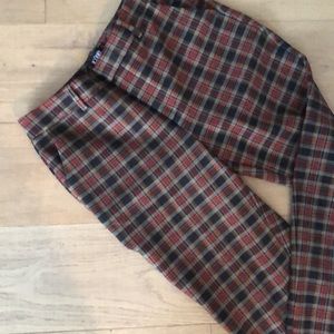 Straight leg plaid pants